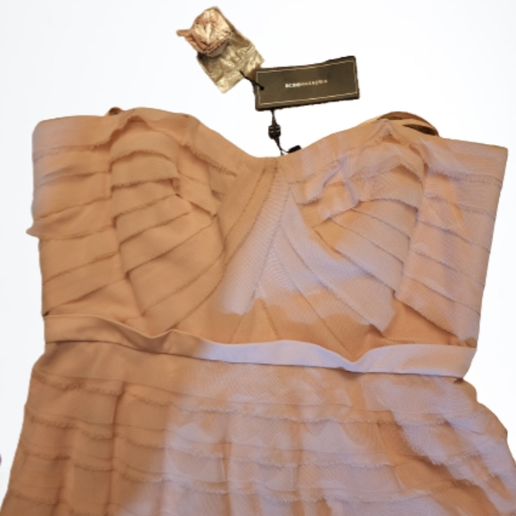 BCBG cocco strapless ruffle tulle dress color pink size 12 - Picture 7 of 9